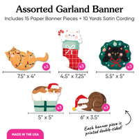 Cat Christmas Garland Banner - 15 Pc