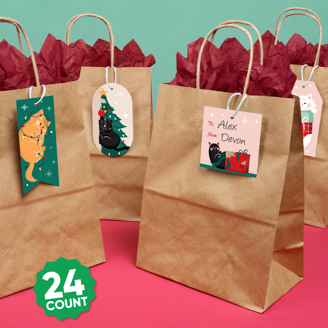 Cat Christmas Gift Tags - 24 Ct