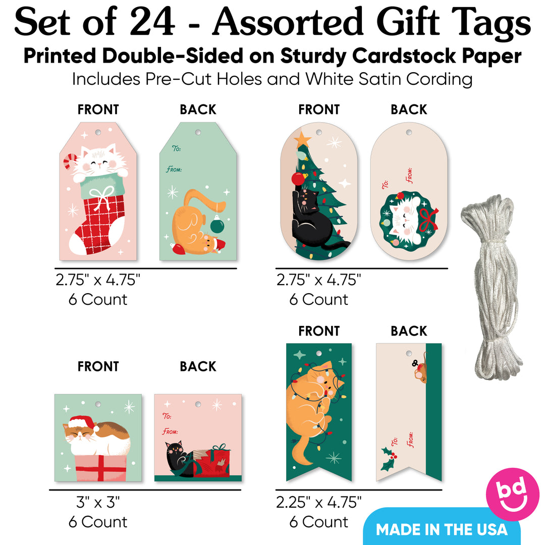Cat Christmas Gift Tags - 24 Ct