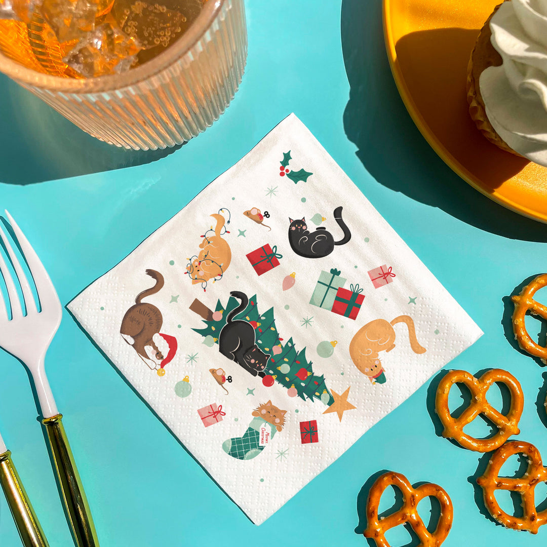 Napkins - Cat Christmas - 24 Ct