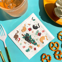 Napkins - Cat Christmas - 24 Ct