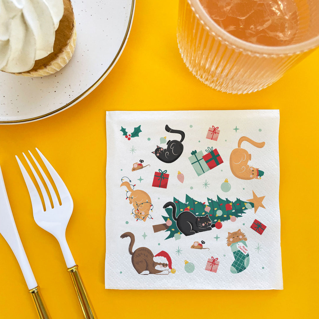 Napkins - Cat Christmas - 24 Ct