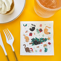 Napkins - Cat Christmas - 24 Ct
