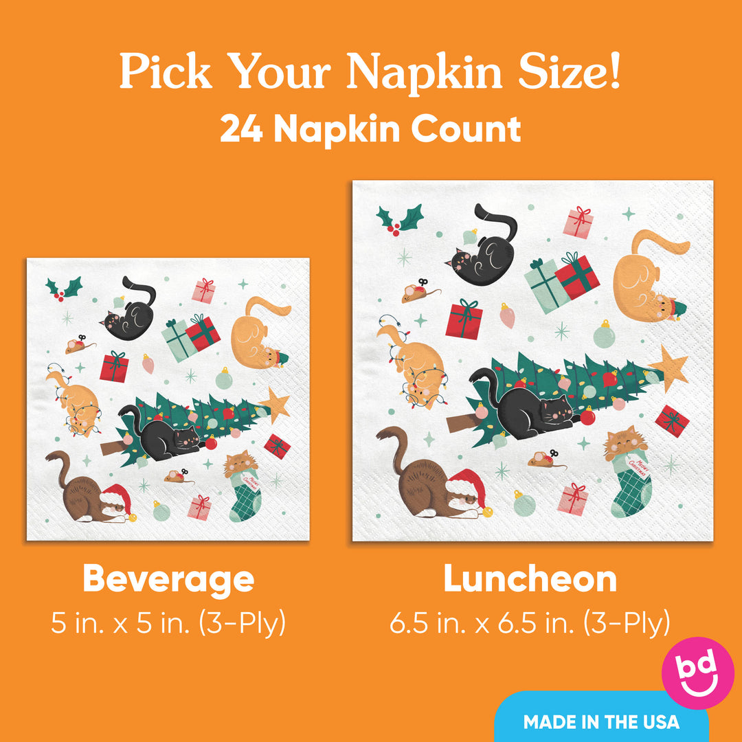 Napkins - Cat Christmas - 24 Ct