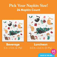 Napkins - Cat Christmas - 24 Ct