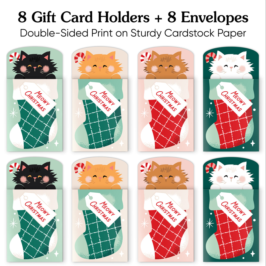 Cat Christmas Nifty Gifty Card Holders - 8 Ct