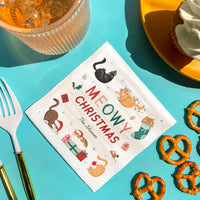 Custom Text Napkins - Cat Christmas