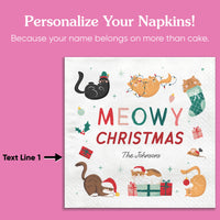 Custom Text Napkins - Cat Christmas