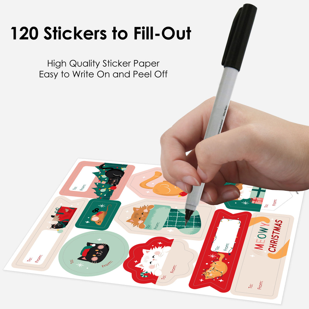 Cat Christmas To and From Stickers - 12 Sheets