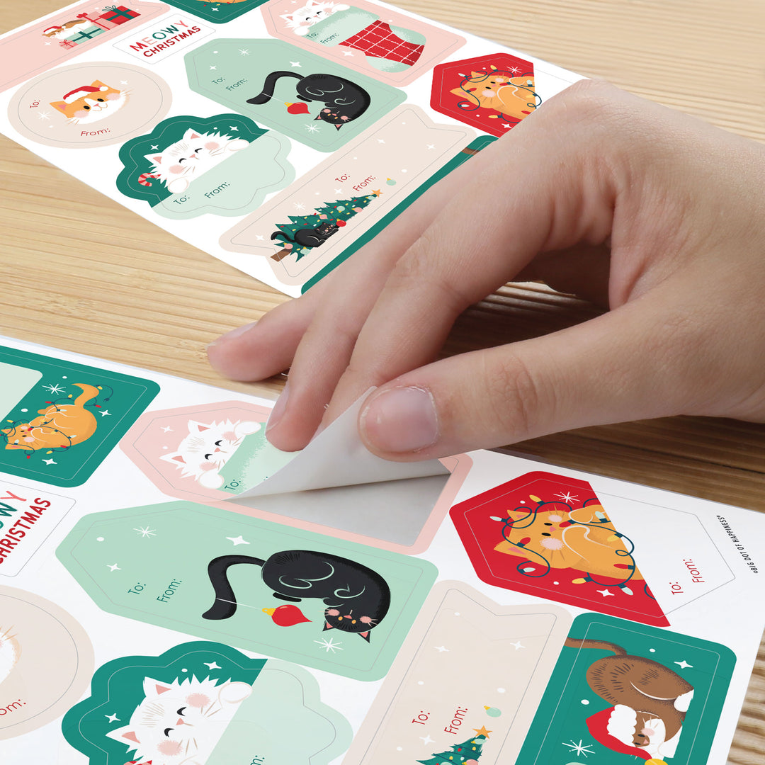 Cat Christmas To and From Stickers - 12 Sheets