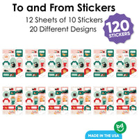 Cat Christmas To and From Stickers - 12 Sheets