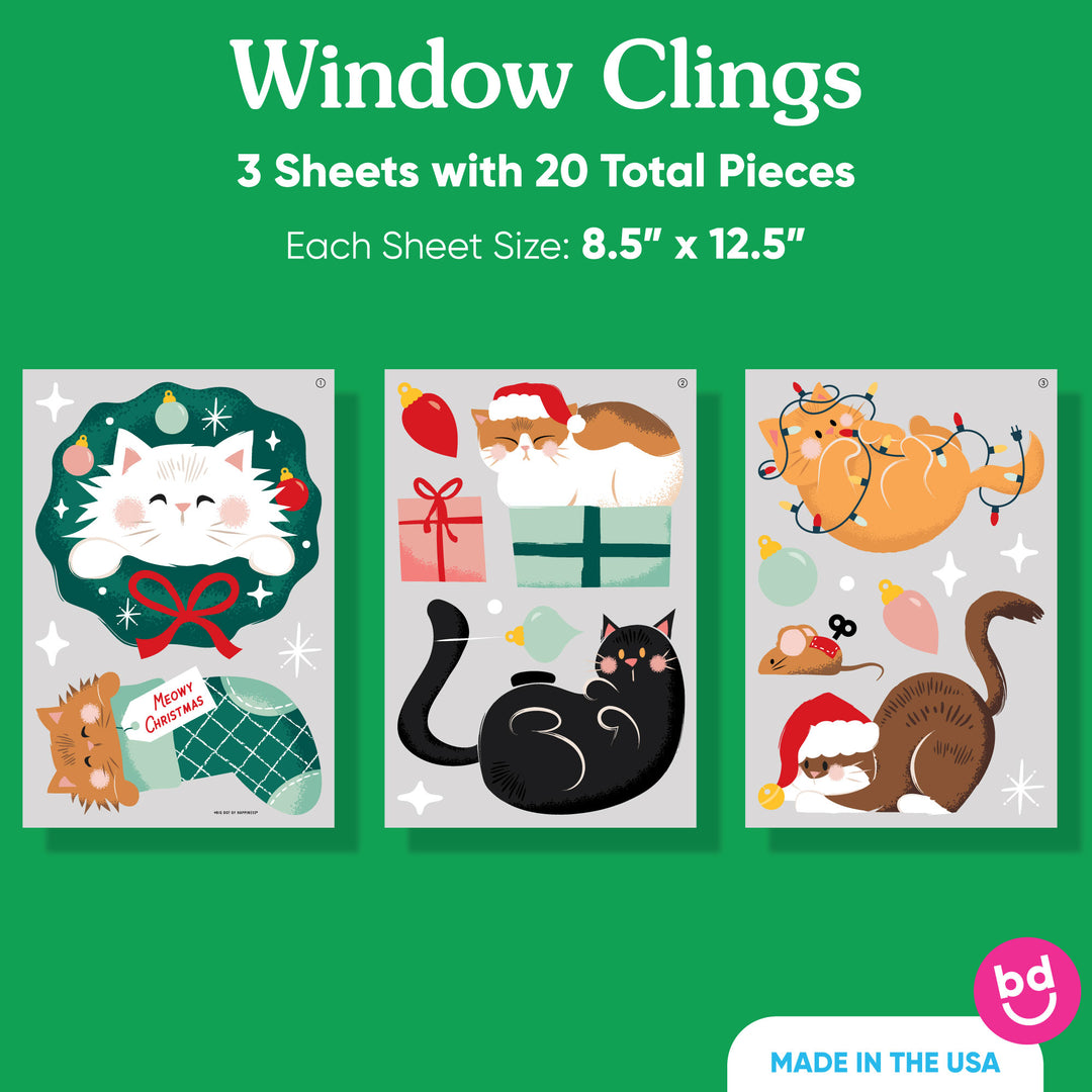 Cat Christmas Window Clings