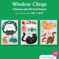 Cat Christmas Window Clings