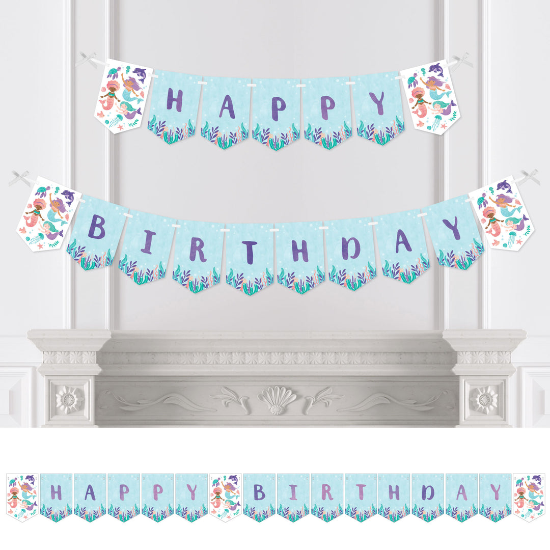 Mermaid Happy Birthday Bunting Banner