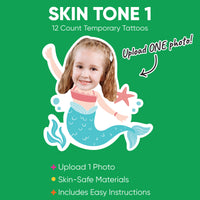 Custom Face Mermaid Temporary Tattoos - 12 Ct