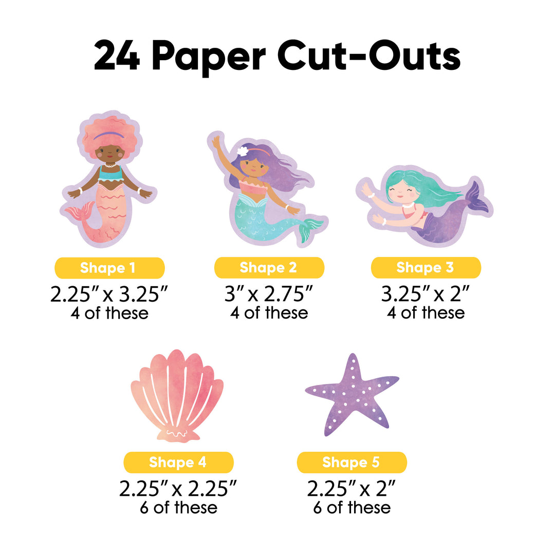 Mermaid DIY Paper Cut-Outs - 24 Ct