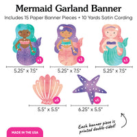 Mermaid Garland Banner - 15 Pc