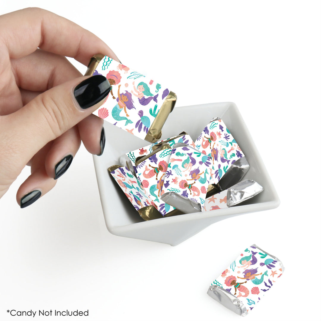 Mermaid Mini Candy Bar Wrapper Stickers - 40 Ct