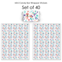 Mermaid Mini Candy Bar Wrapper Stickers - 40 Ct