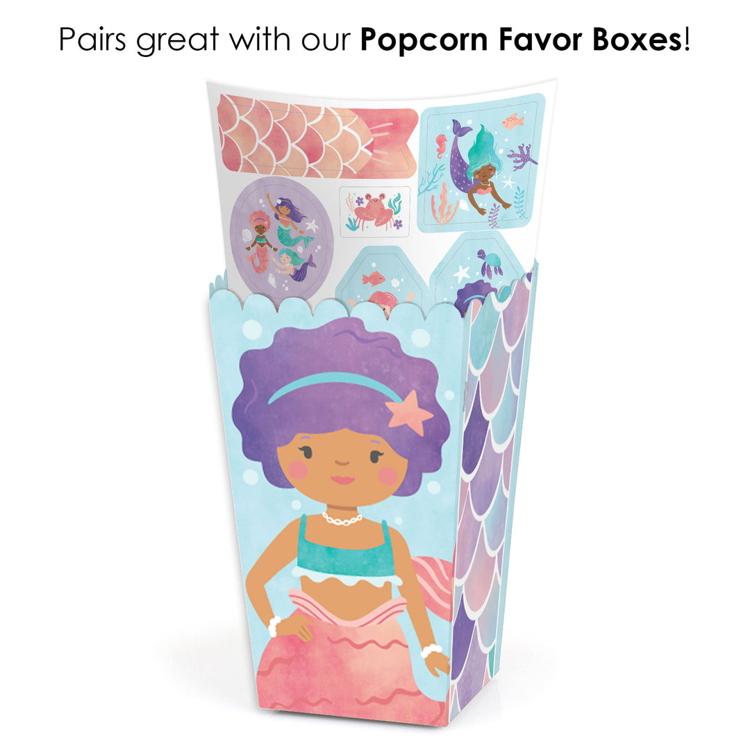 Mermaid Birthday Party Favor Stickers - 12 Sheets - 120 Stickers