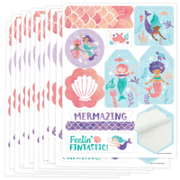 Mermaid Birthday Party Favor Stickers - 12 Sheets - 120 Stickers