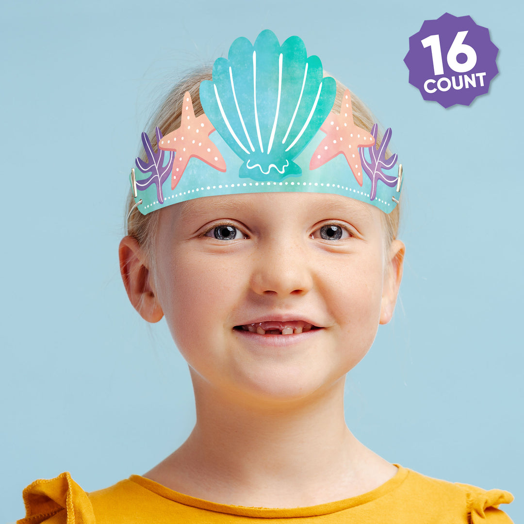 Mermaid Paper Crown Headbands - 16 Ct