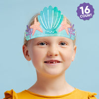 Mermaid Paper Crown Headbands - 16 Ct