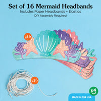 Mermaid Paper Crown Headbands - 16 Ct