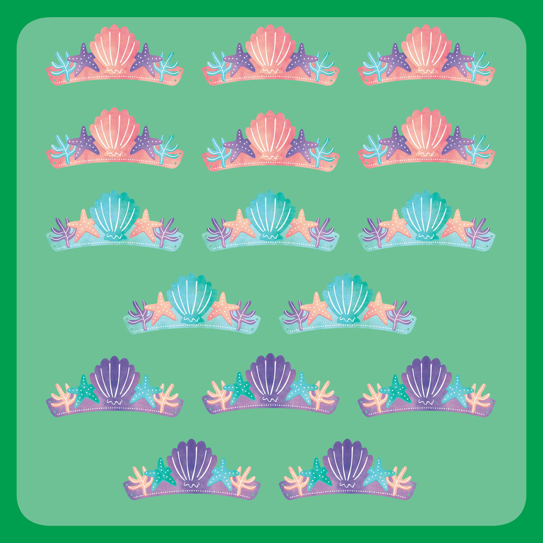 Mermaid Paper Crown Headbands - 16 Ct
