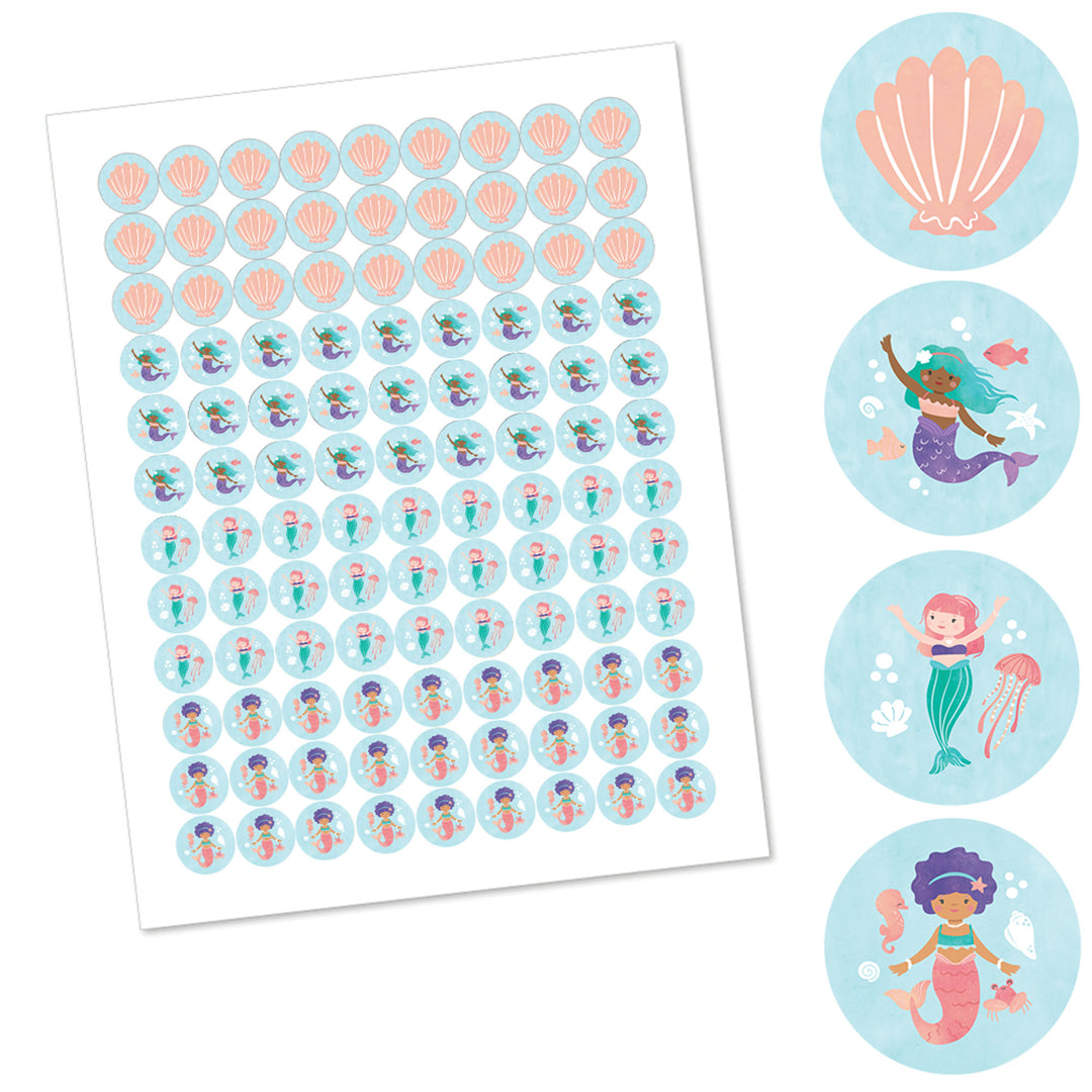 Mermaid Candy Stickers - 1 Sheet of 108