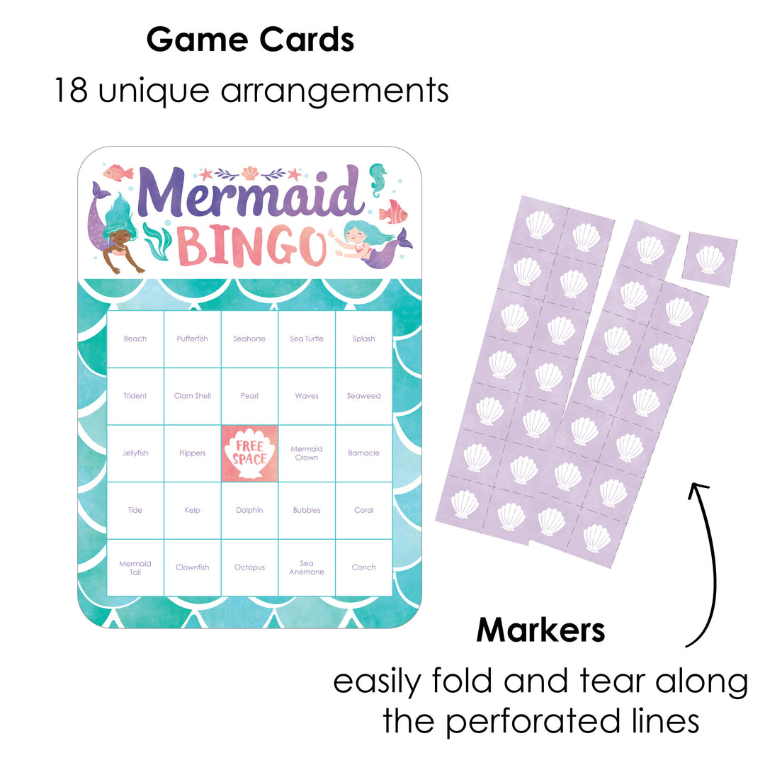 Mermaid Bingo Game - 18 Ct