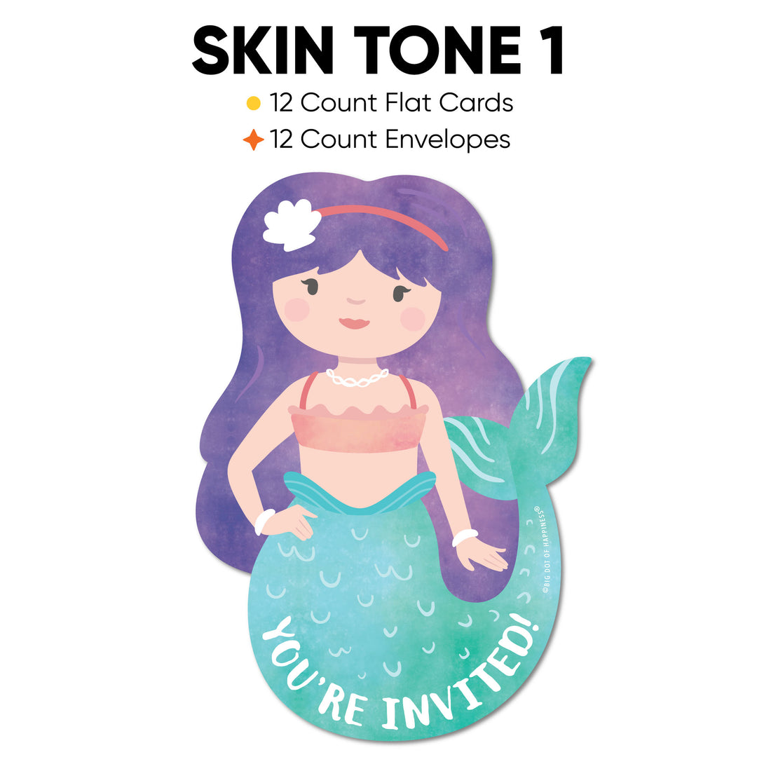 Mermaid Shaped Fill-In Invitations - 12 Ct