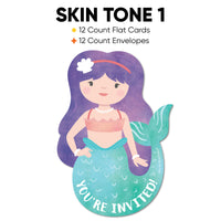 Mermaid Shaped Fill-In Invitations - 12 Ct
