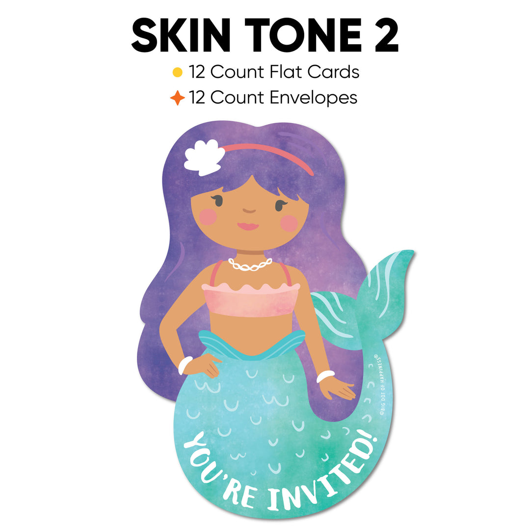 Mermaid Shaped Fill-In Invitations - 12 Ct