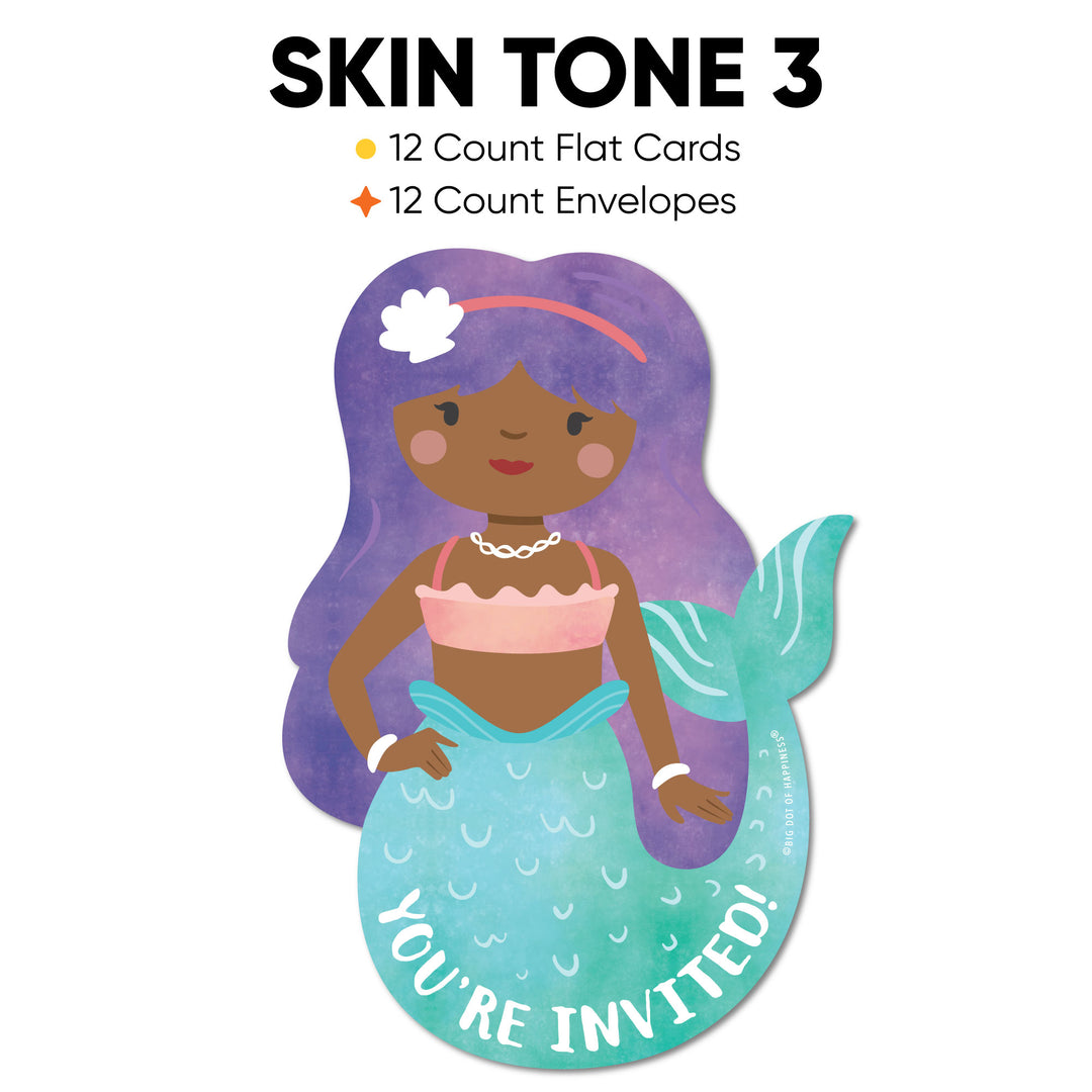 Mermaid Shaped Fill-In Invitations - 12 Ct