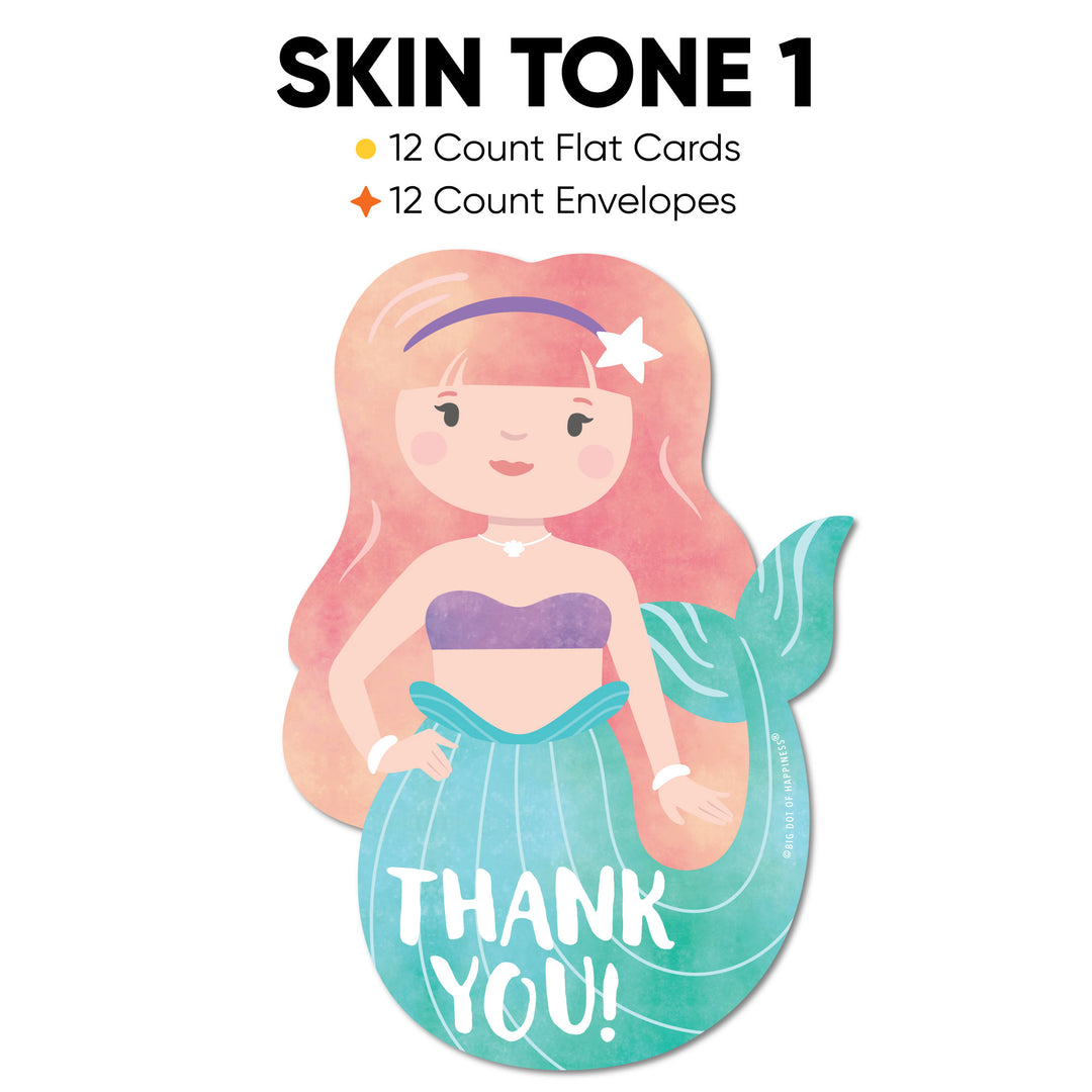 Mermaid Birthday Party Thank You Cards - 12 Ct