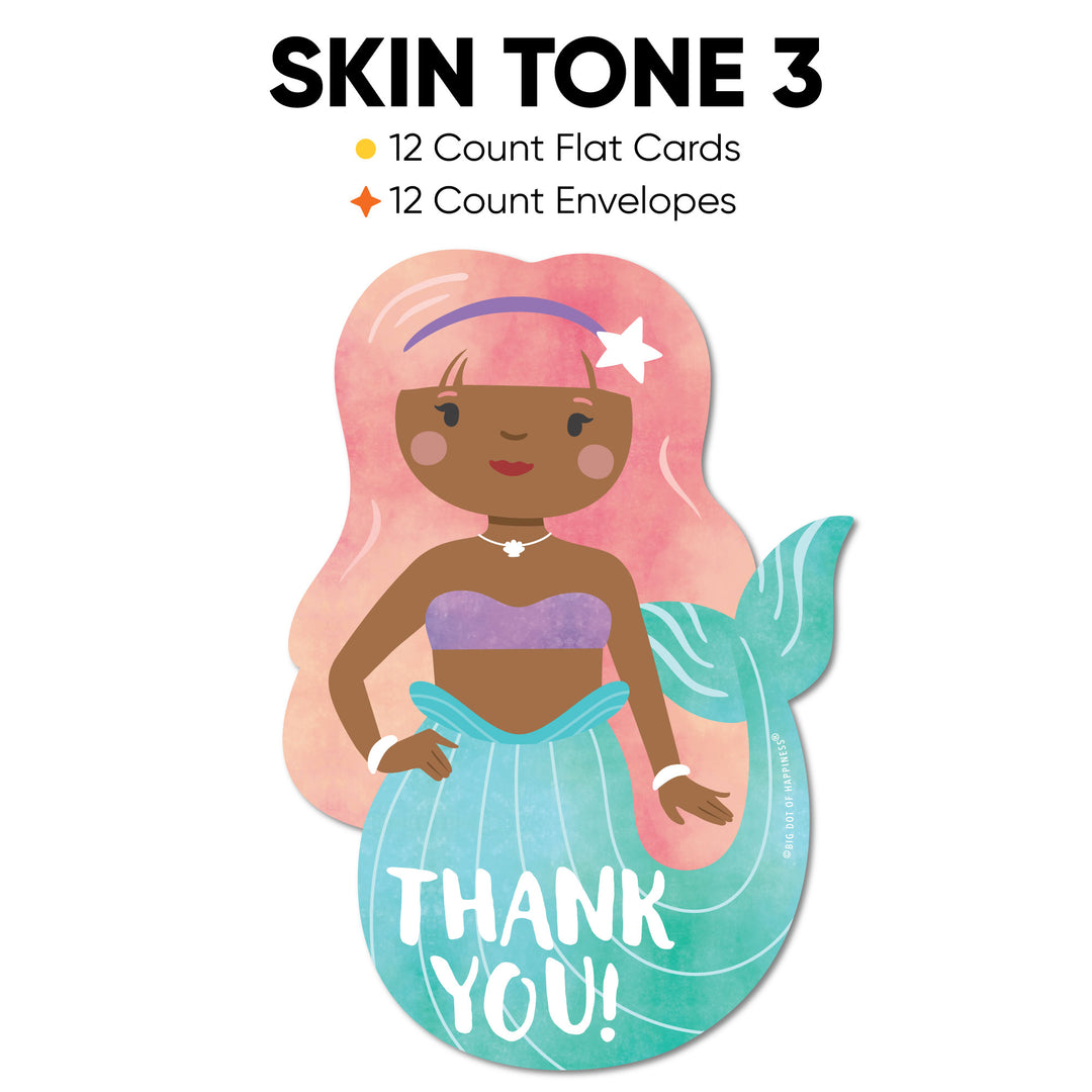 Mermaid Birthday Party Thank You Cards - 12 Ct
