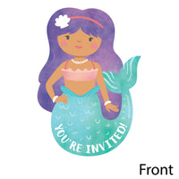 Mermaid Shaped Fill-In Invitations - 12 Ct