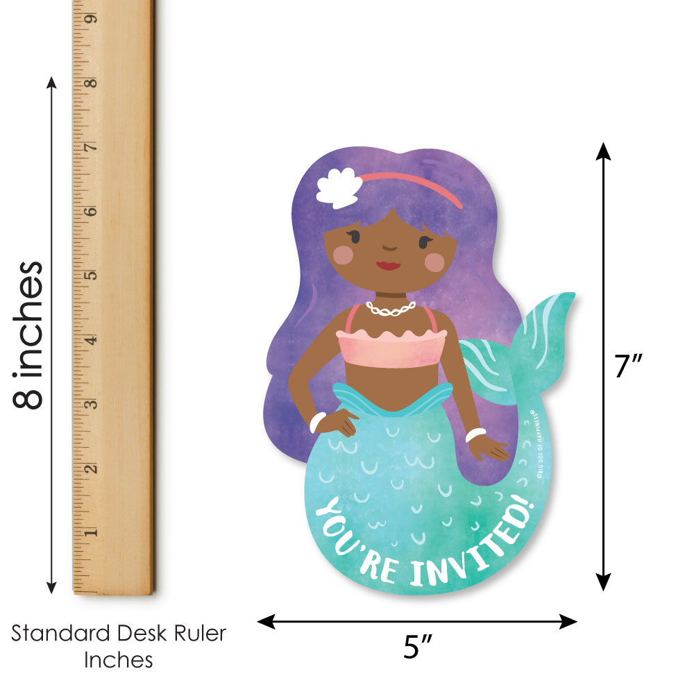 Mermaid Shaped Fill-In Invitations - 12 Ct
