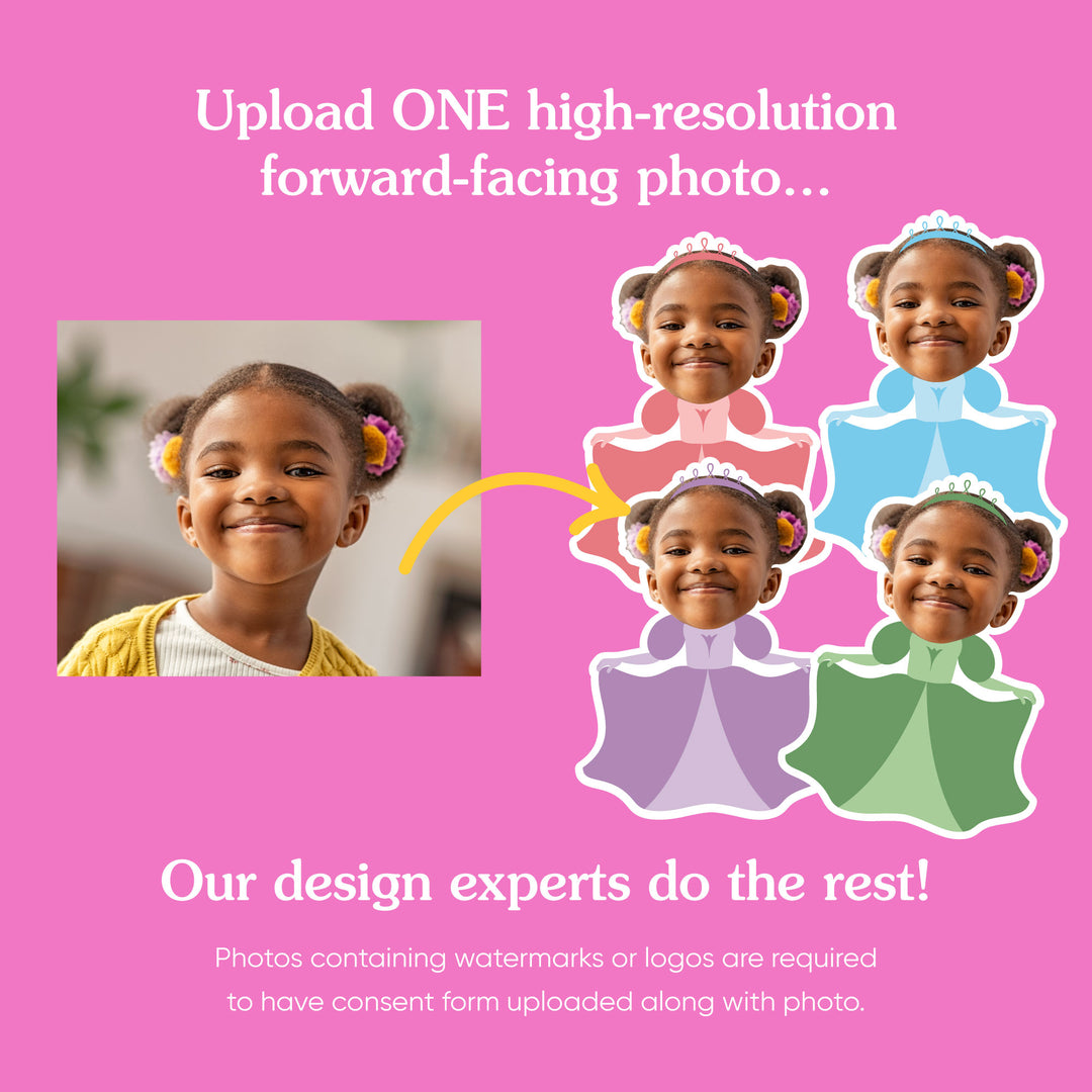 Custom Face Princess Temporary Tattoos - 12 Ct