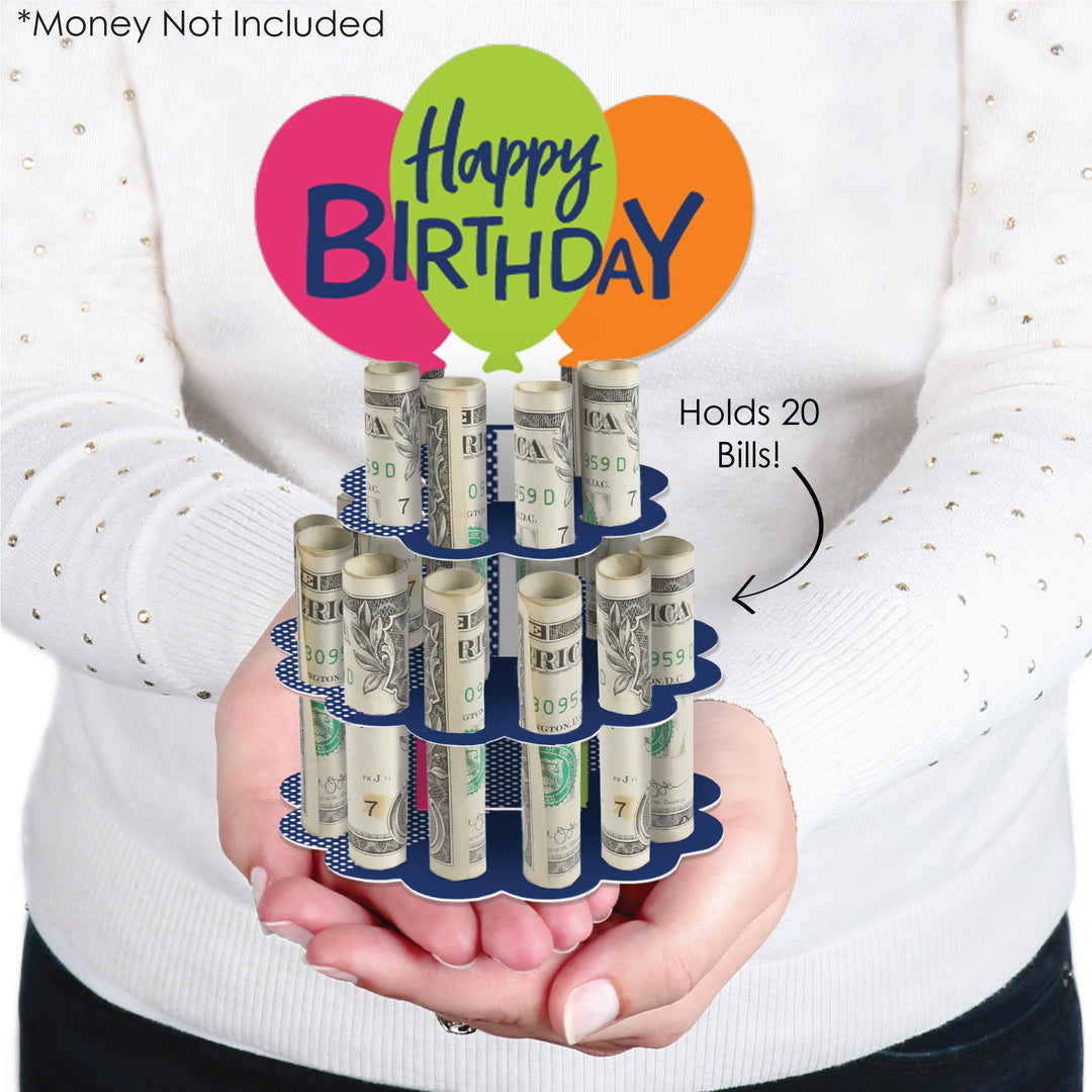 Cheerful Happy Birthday - DIY Colorful Birthday Party Money Holder Gift - Cash Cake