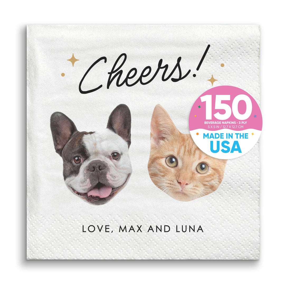 Custom Face Napkins - Cheers Pets Wedding