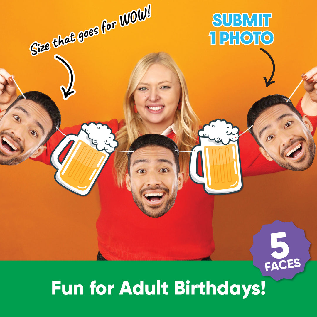 Custom Face Cheers & Beers Garland Banner
