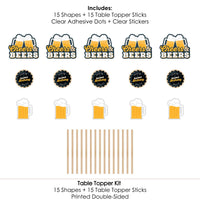 Cheers and Beers Happy Birthday - Birthday Party Centerpiece Sticks - Table Toppers - Set of 15