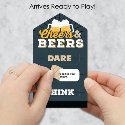 Cheers and Beers Happy Birthday - Birthday Party Game Pickle Cards -  Dare, Drink, Think Pull Tabs - Set of 12