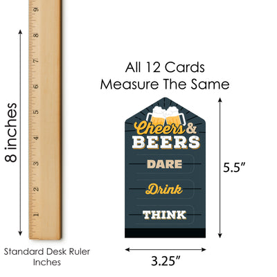 Cheers and Beers Happy Birthday - Birthday Party Game Pickle Cards -  Dare, Drink, Think Pull Tabs - Set of 12