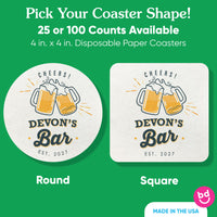 Custom Text Coasters - Beer Bar
