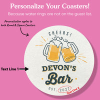 Custom Text Coasters - Beer Bar