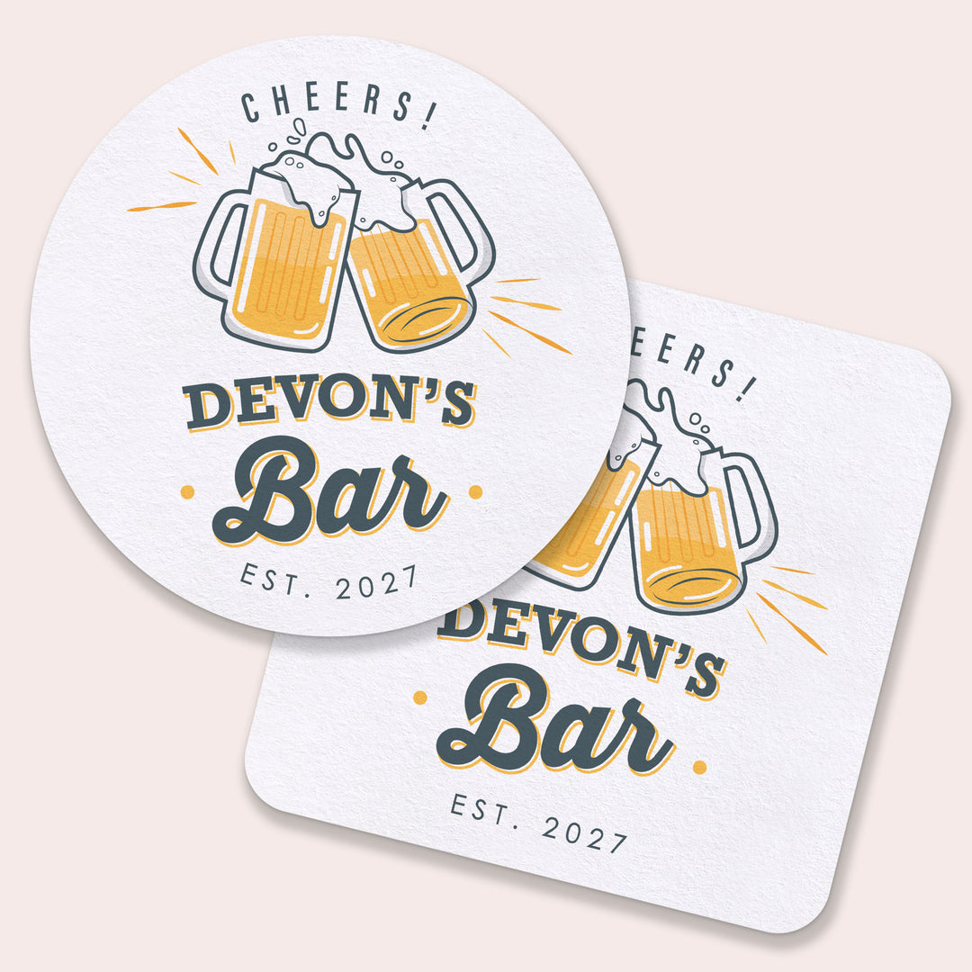 Custom Text Coasters - Beer Bar