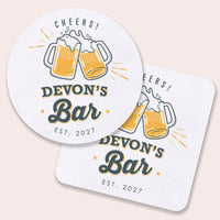 Custom Text Coasters - Beer Bar